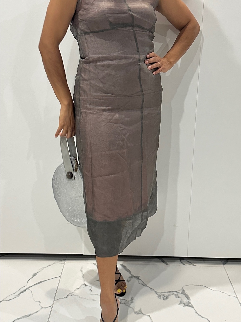 Laundry by Shelli Segal Silk Chiffon Sheer Lined Sheath Midi Dress 10